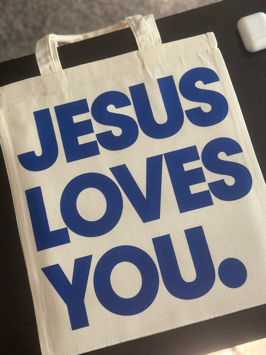 JESUS LOVES YOU. Tote - blue